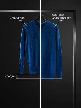 Сравнение двух шерстяных свитеров: свитер, который дал усадку, и свитер без усадки, выстиранный с использованием системы AEG AbsoluteCare®